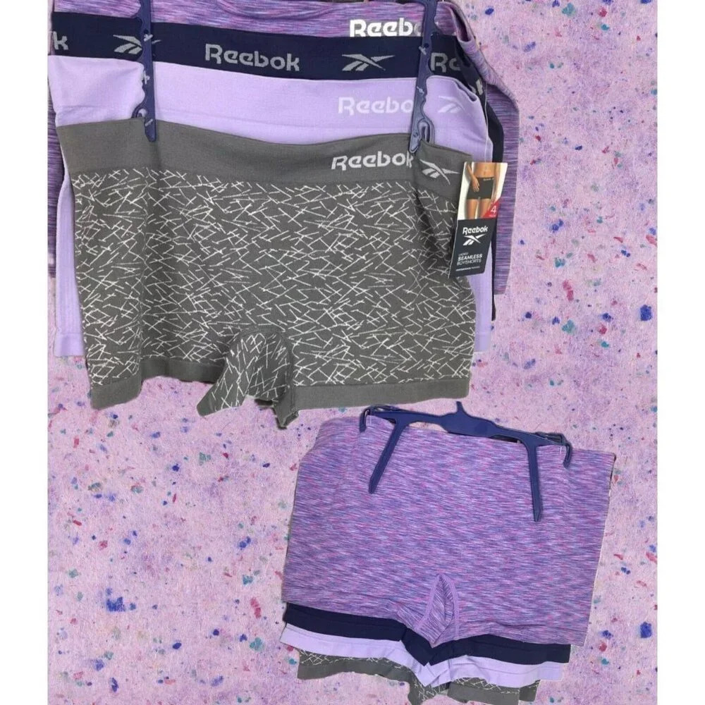 Reebok XL Logo Assorted 4 Way Stretch Seamless Performance Boyshort Panties-4 Pk
